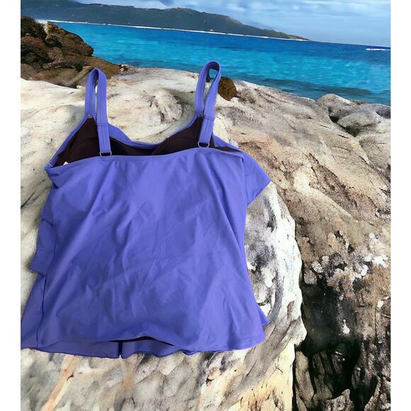 NWT Coldwater Creek SWIM Royal Blue Tank Tankini Top Size 16 Layered Ruffles - Picture 2 of 6